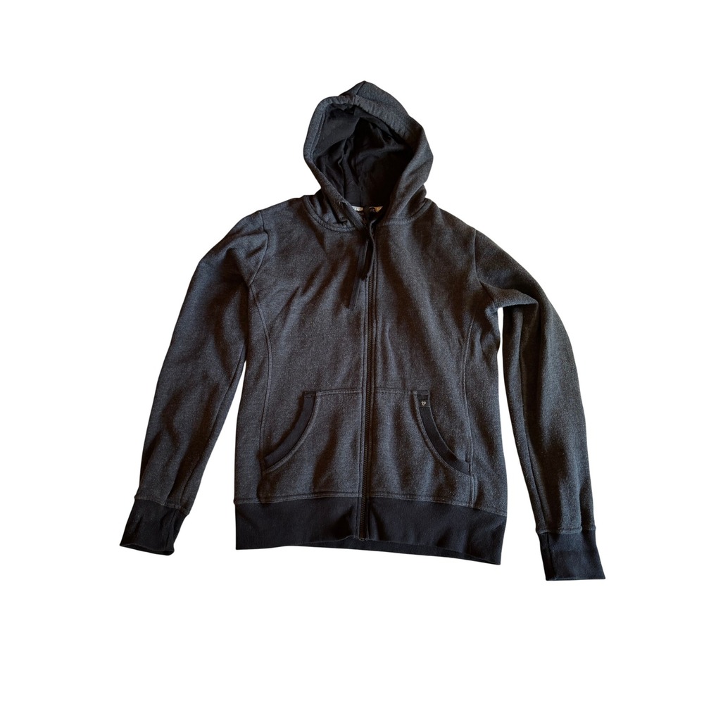 Pact Organic Cotton Full Zip Hoodie Charcoal Gray Heather Sweatshirt Womens S